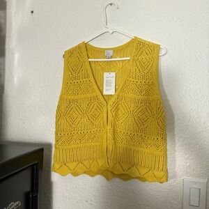 a new day Yellow Crochet Sleeveless Top